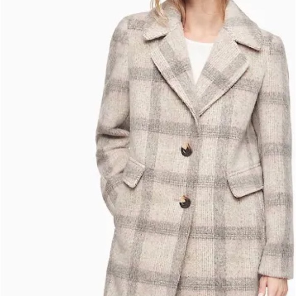 Calvin Klein women’s plaid notch lapel coat - Picture 3 of 6